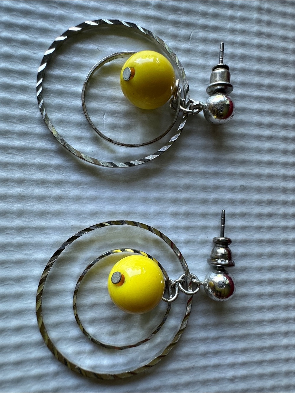 Yellow Bead Double Hoop Earrings - Brand